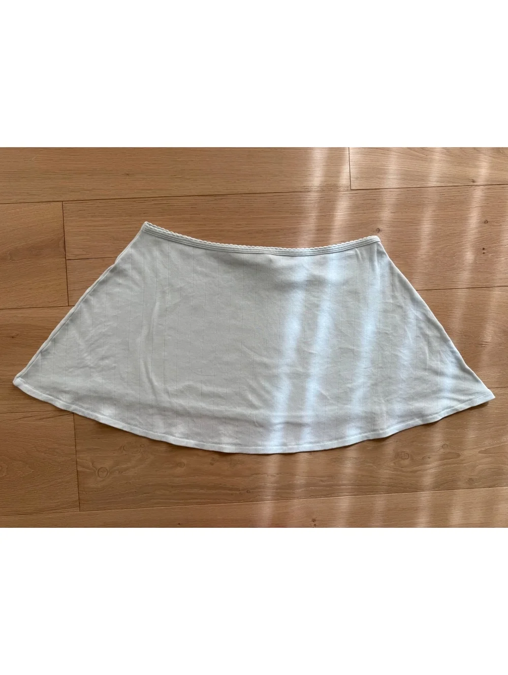 NWT SKIMS Drop Needle Pointelle Mini Skirt Frost XL Ribbed Soft Lounge
